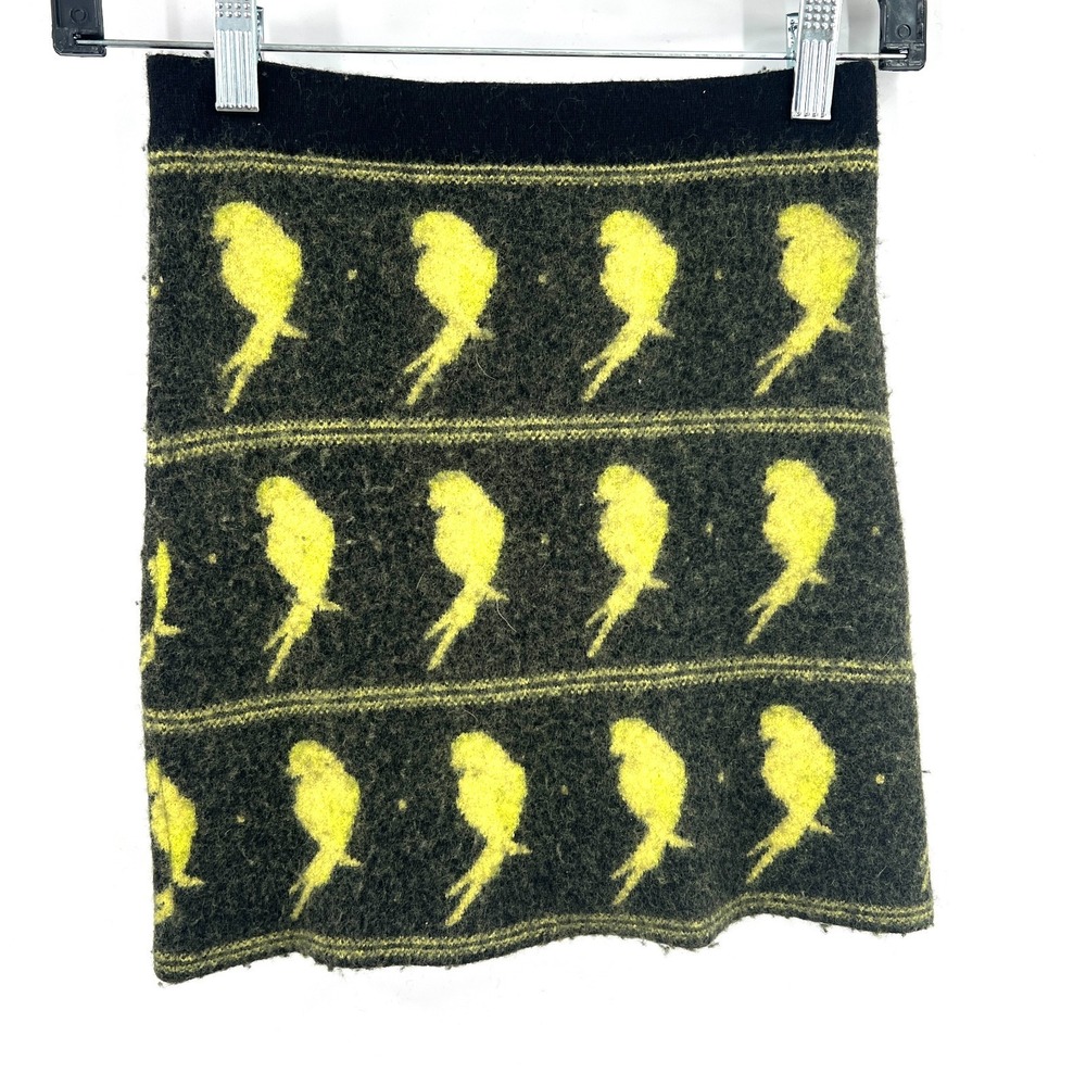 Knitz for Love and Lemons wool‎ whimsical bird mini skirt quirky boho bodycon XS